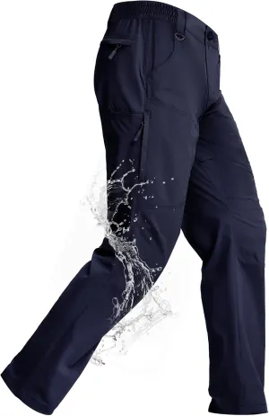 Mens Lightweight Hiking Pants Flex Cargo Work Tactical Nylon Stretch Waterproof Quick Dry Fishing Outdoor Travel 6 Pockets