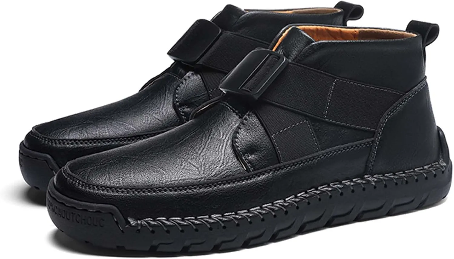 Men's Premium Leather Walking Shoes, Mid Top Fashion Casual Sneakers, Business Casual Leather Shoes, Driving Shoes, Durable, Hand Sewn, Easy to Put on