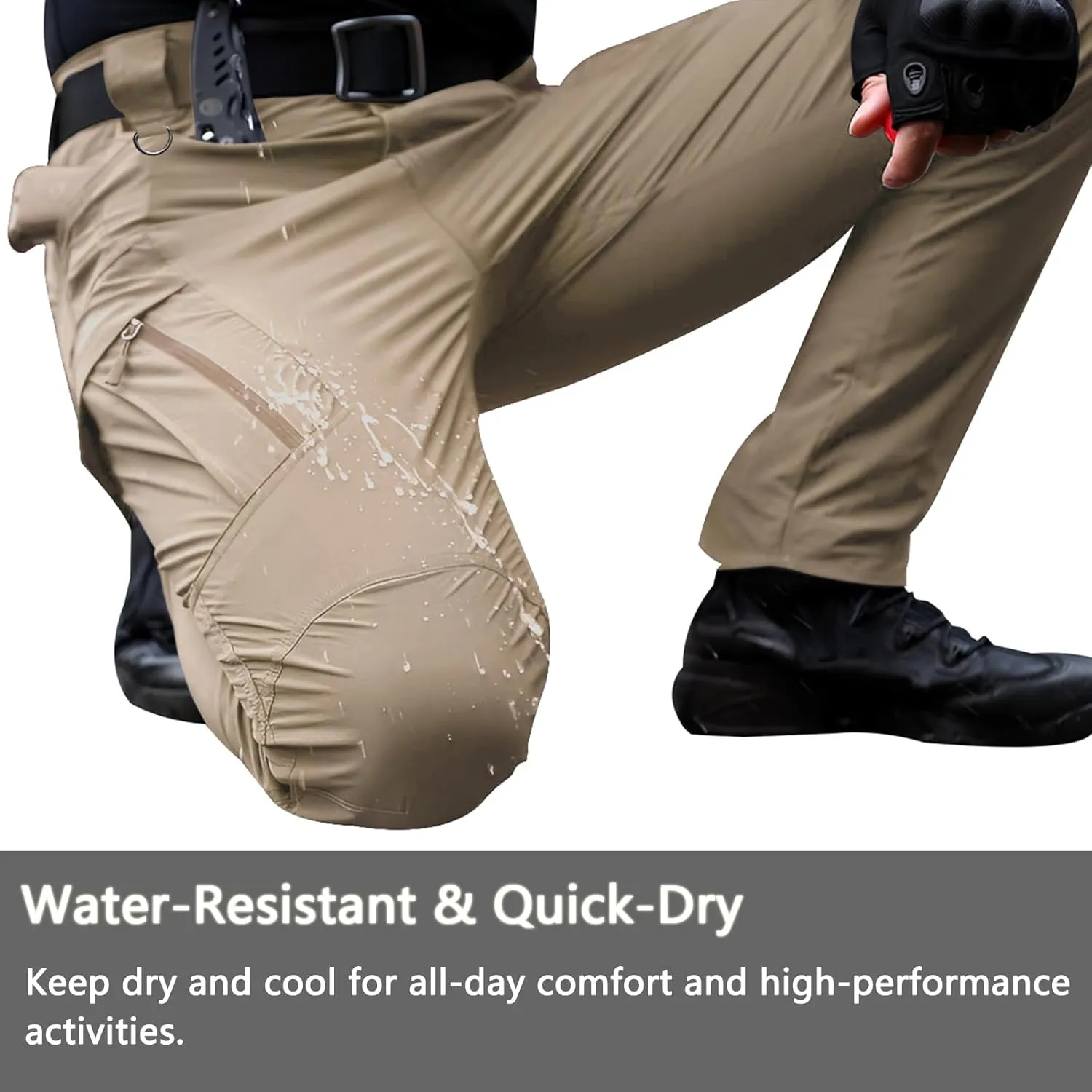 Men's Quick Dry Tactical Pants Water Resistant Cargo Pants Stretch Lightweight Outdoor Work Hiking Pants