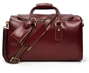 Men's Vintage Travel Bag Leather Leather Tote Bag Luggage Top Layer Cowhide Cross Strap Shoulder Bag