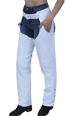 Men's White Leather Studded Chaps Western Cowboy Fringe Chaps LBCP401