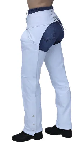Men's White Leather Studded Chaps Western Cowboy Fringe Chaps LBCP401