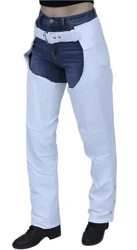 Men's White Leather Studded Chaps Western Cowboy Fringe Chaps LBCP401