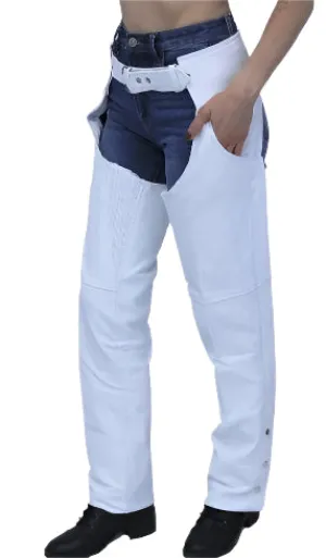 Men's White Leather Studded Chaps Western Cowboy Fringe Chaps LBCP401