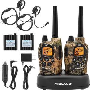 Midland GXT1050VP4 Walkie Talkies Long Range - Two-Way Radio with Rechargeable Batteries - Handheld GMRS 50 Channel Radio - Mossy Oak Camo – Combo 2 Pack