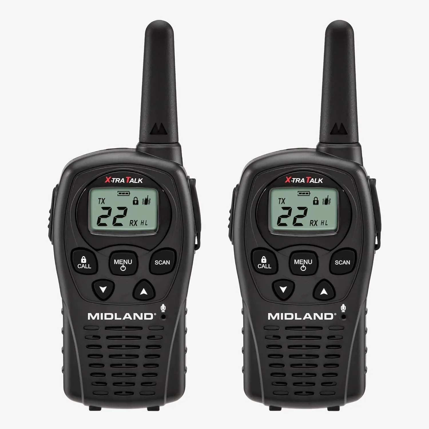 Midland - LXT500VP3, 22 Channel FRS Walkie Talkies with Channel Scan - Extended Range Two Way Radios, Silent Operation, Batteries Included (Pair Pack) (Black)