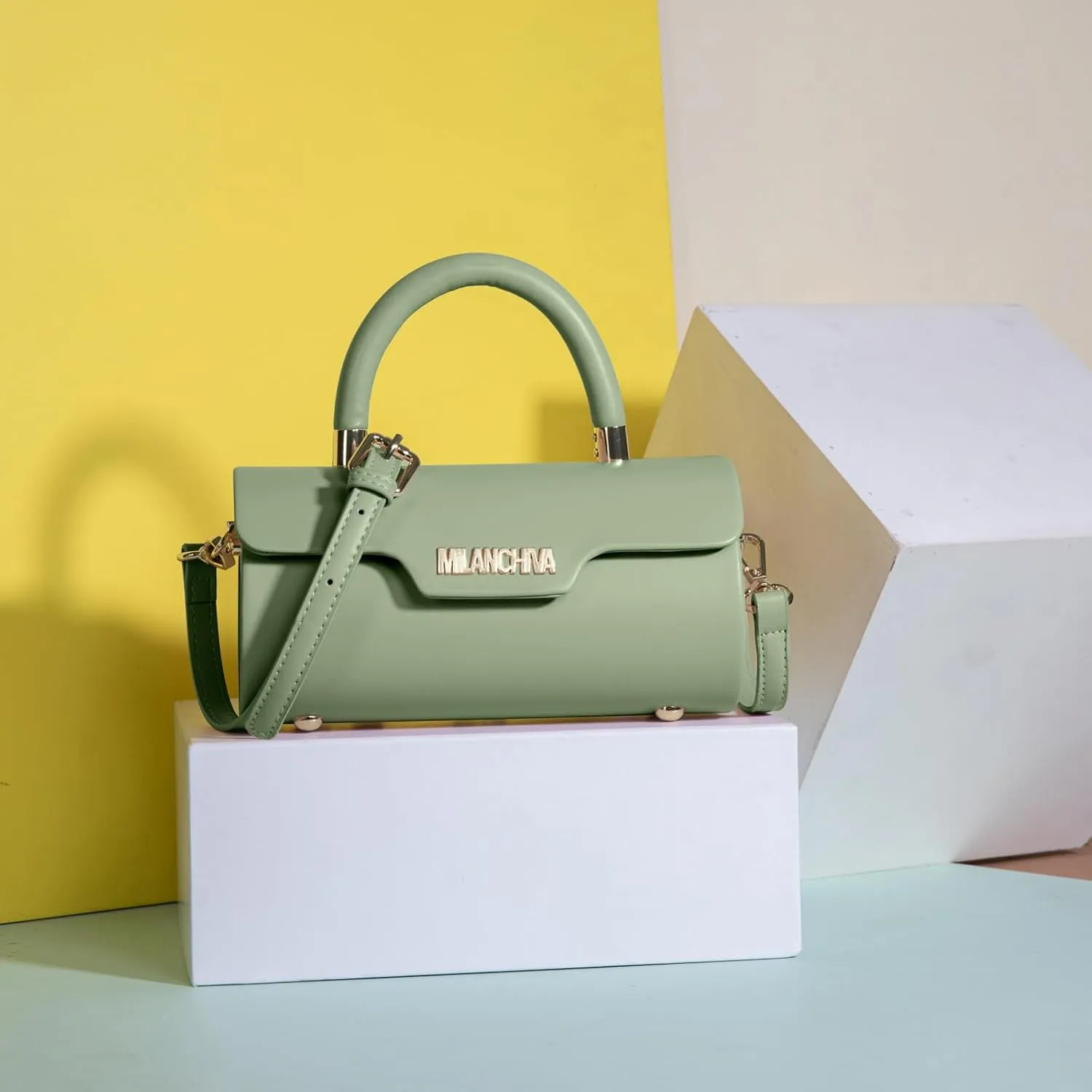 Milan Chiva Small Bags for Women Designer Mini Top Handle Purse Cute Handbags Barrel Shape Purse