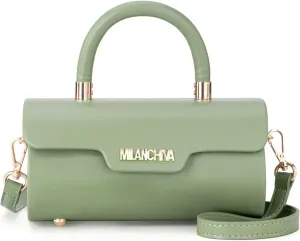 Milan Chiva Small Bags for Women Designer Mini Top Handle Purse Cute Handbags Barrel Shape Purse