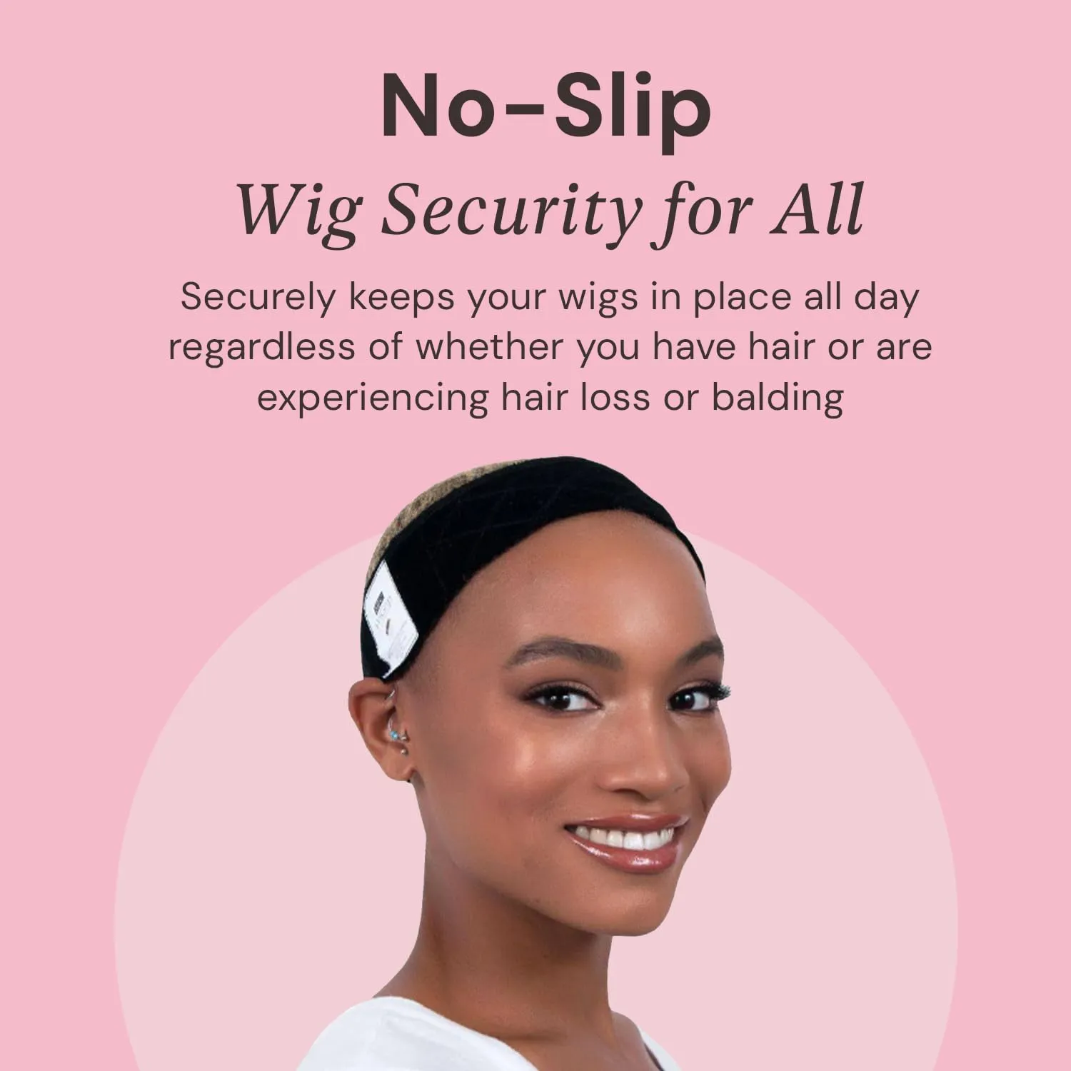MILANO COLLECTION WiGrip Comfort Band with 9 Pack Nylon Wig Cap Liners Combo, Non-Slip Velvet Wig Grip Band & 9 Elastic Caps, Adjustable, One Size Fits All, Black