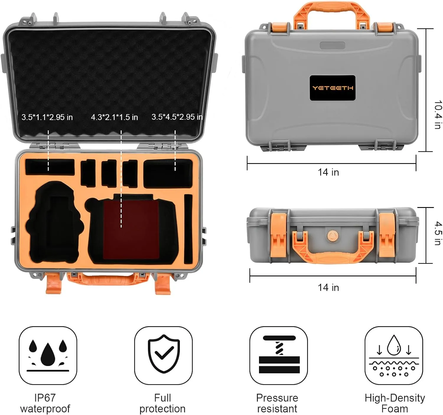 Mini 4 Pro Waterproof Hard Carrying Case for DJI Mini Fly More Combo Accessories, Fits for DJI RC 2/RC Remote with Neck Strap (Gray)