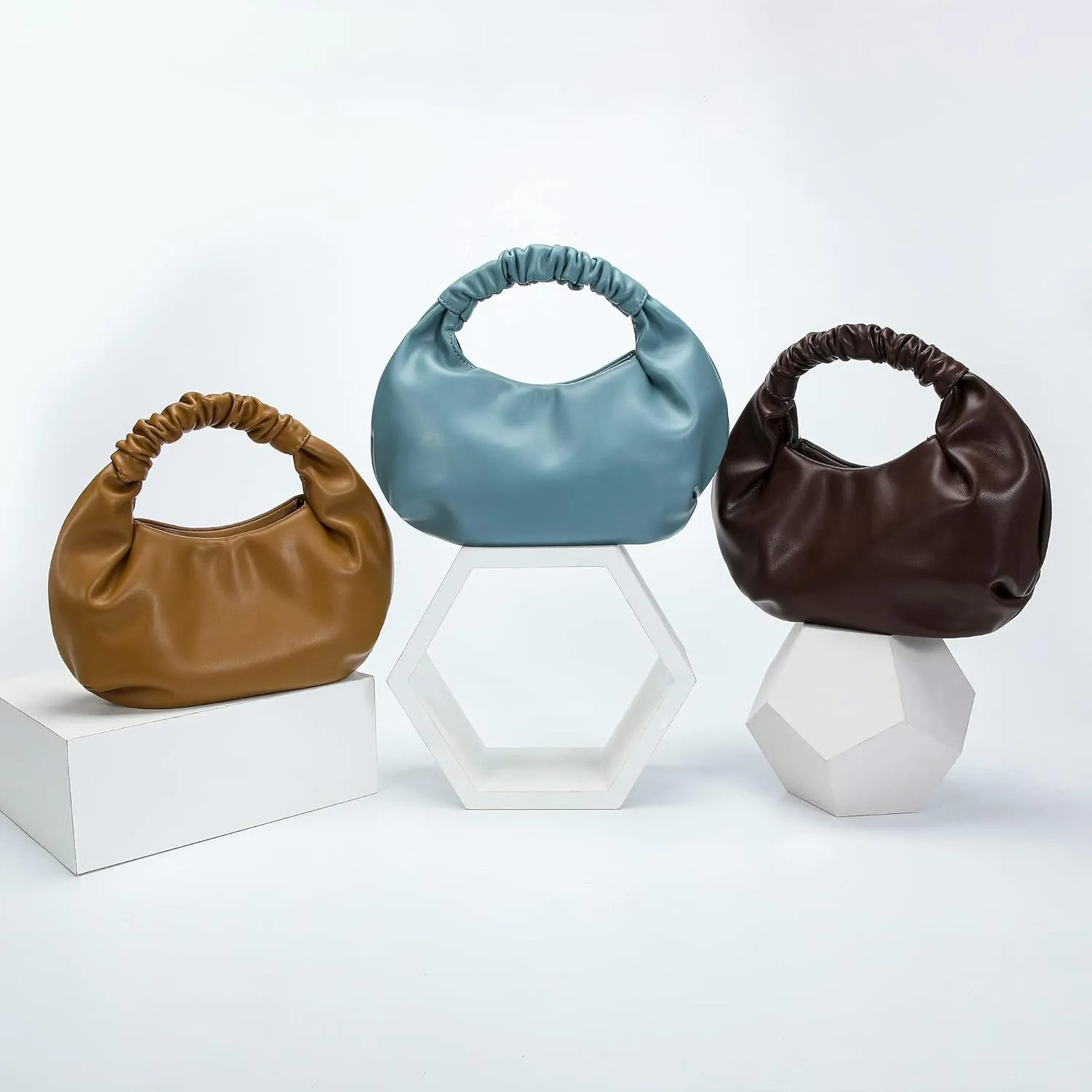 Mini Hobo Tote Bags for Women Soft Leather Clutch Purses for Women Cloud-Shaped Top Handle Bags