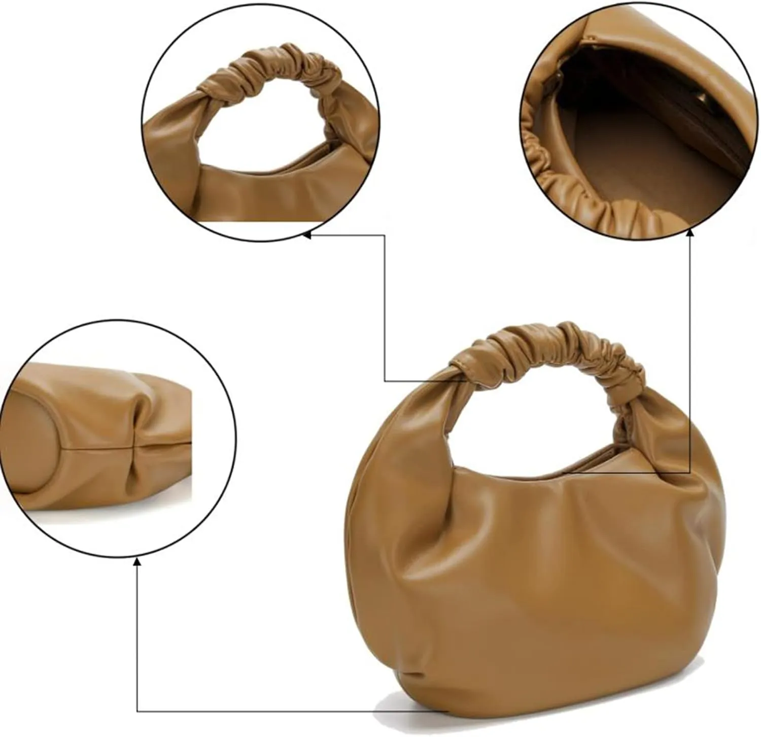 Mini Hobo Tote Bags for Women Soft Leather Clutch Purses for Women Cloud-Shaped Top Handle Bags