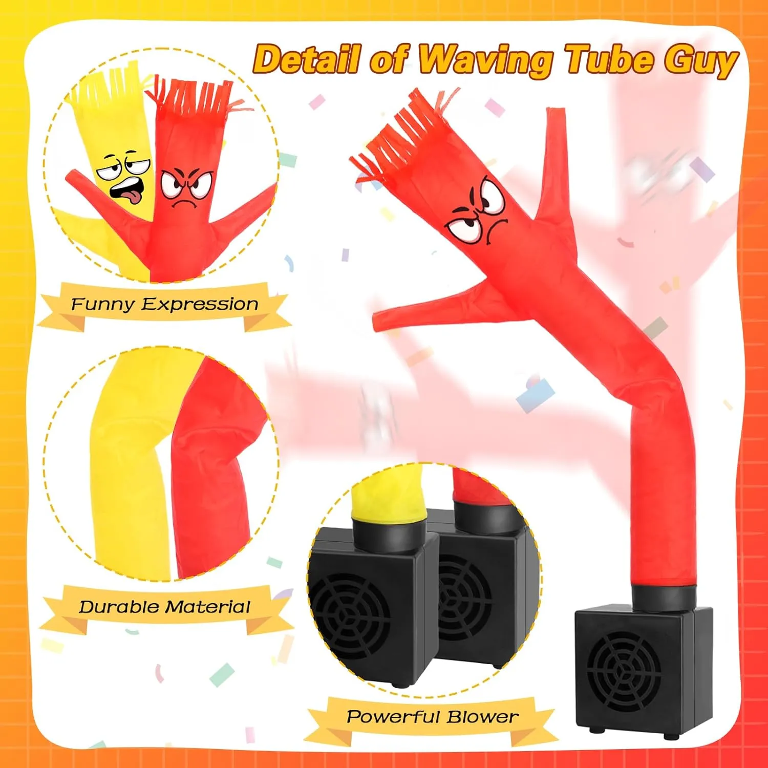 Mini Inflatable Tube Man Novelty Gag Gifts Wacky Waving Inflatable Tube Guy Desktop with Blower for Christmas White Elephant Gift (Red&Yellow)