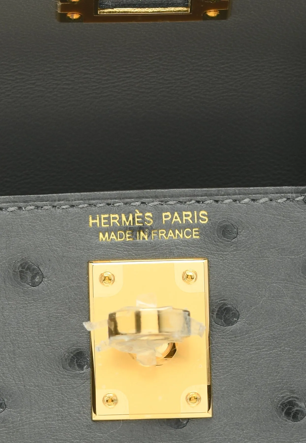 Mini Kelly 20 in Gris Meyer Ostrich Leather with Gold Hardware