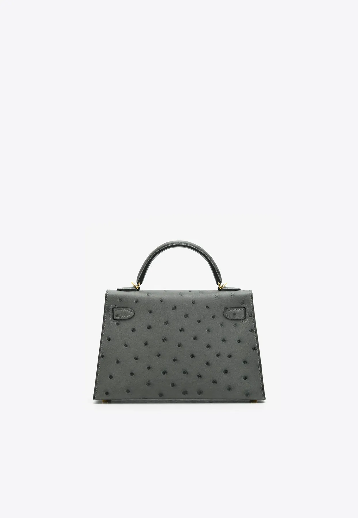 Mini Kelly 20 in Gris Meyer Ostrich Leather with Gold Hardware