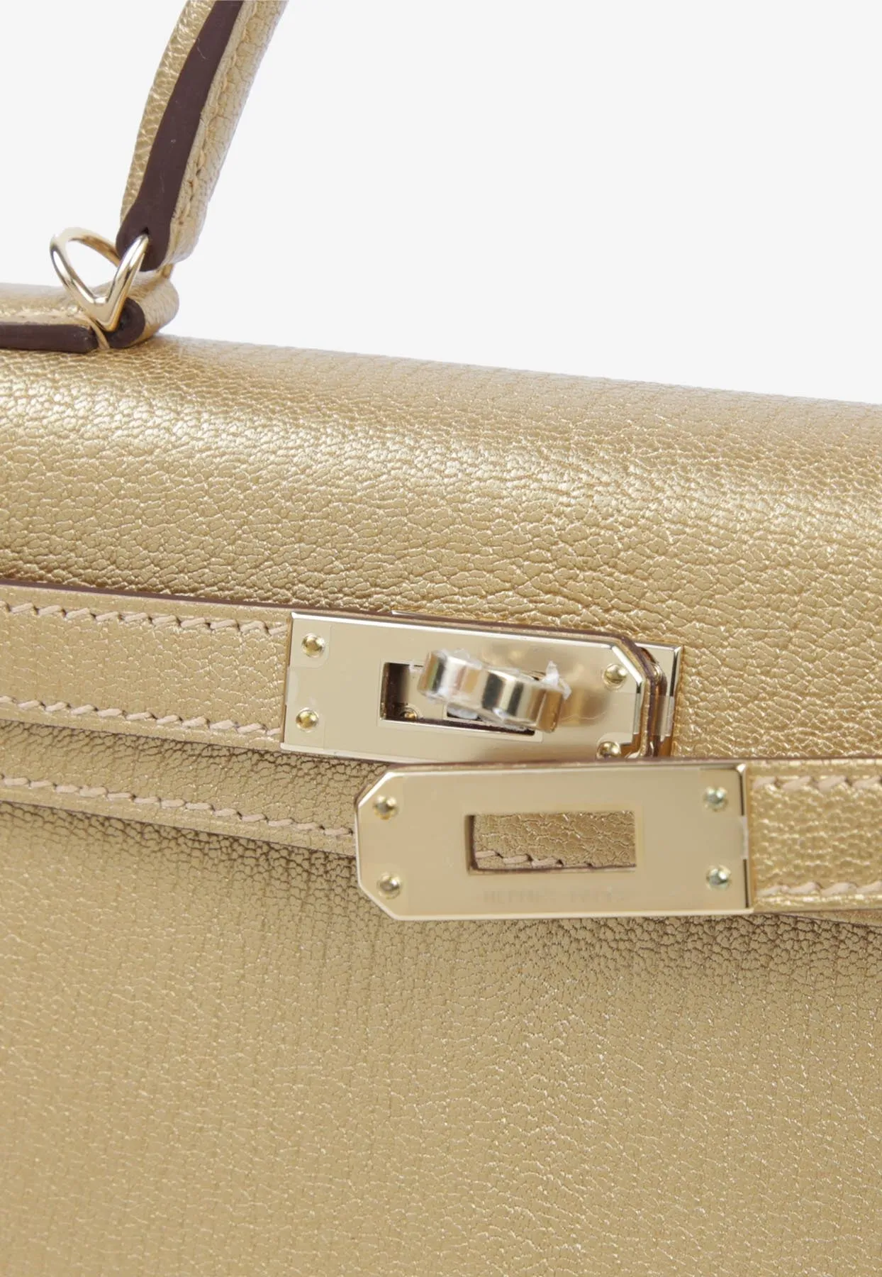 Mini Kelly II 20 in Dore Chamkila Leather with Permabrass Hardware