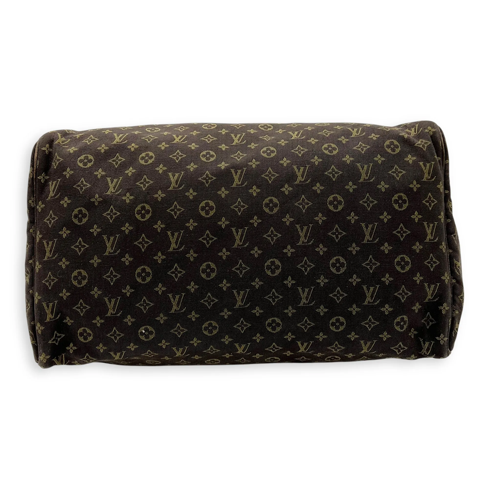 Mini Lin Speedy 30 Brown Top Handle Bag in Jacquard, Gold hardware