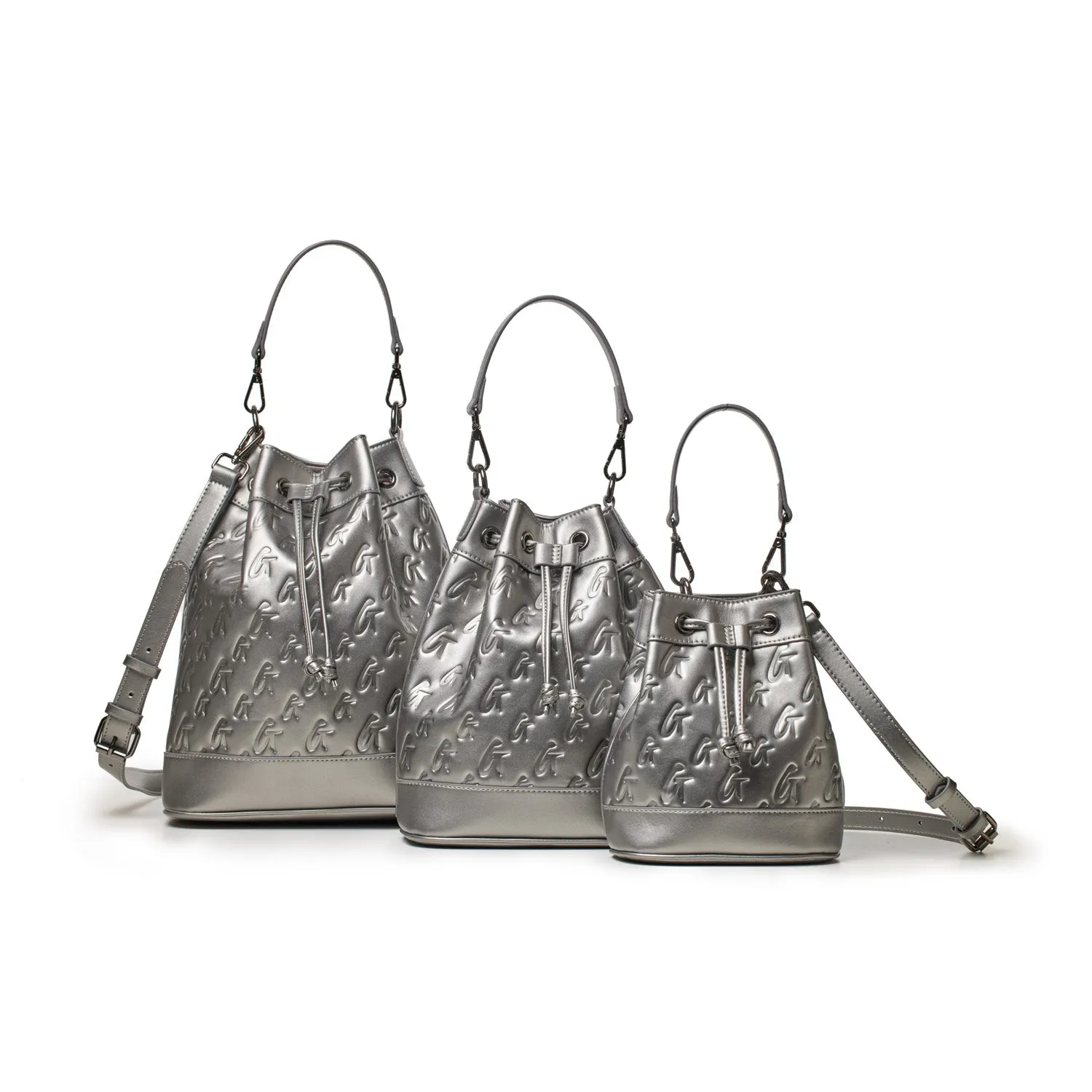 MINI MONOGRAM BUCKET BAG - PLATINUM