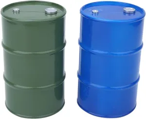 Mini Oil Barrel, Metal Blue Green Drum for 1/10 RC Crawler, 2PCS Simulation Metal Mini Oil Drum Container Decoration (Blue Green)