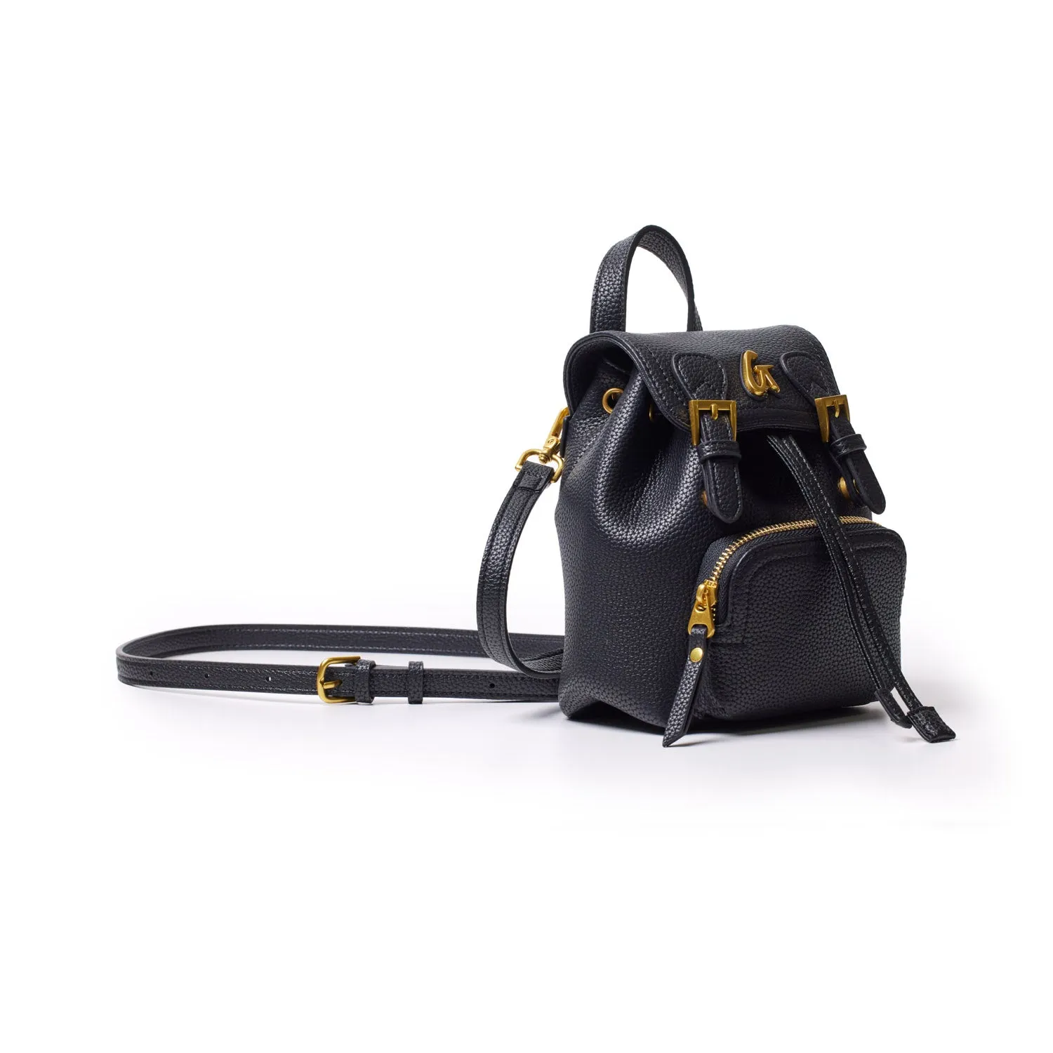 MINI PEBBLE CROSSBODY BACKPACK - BLACK