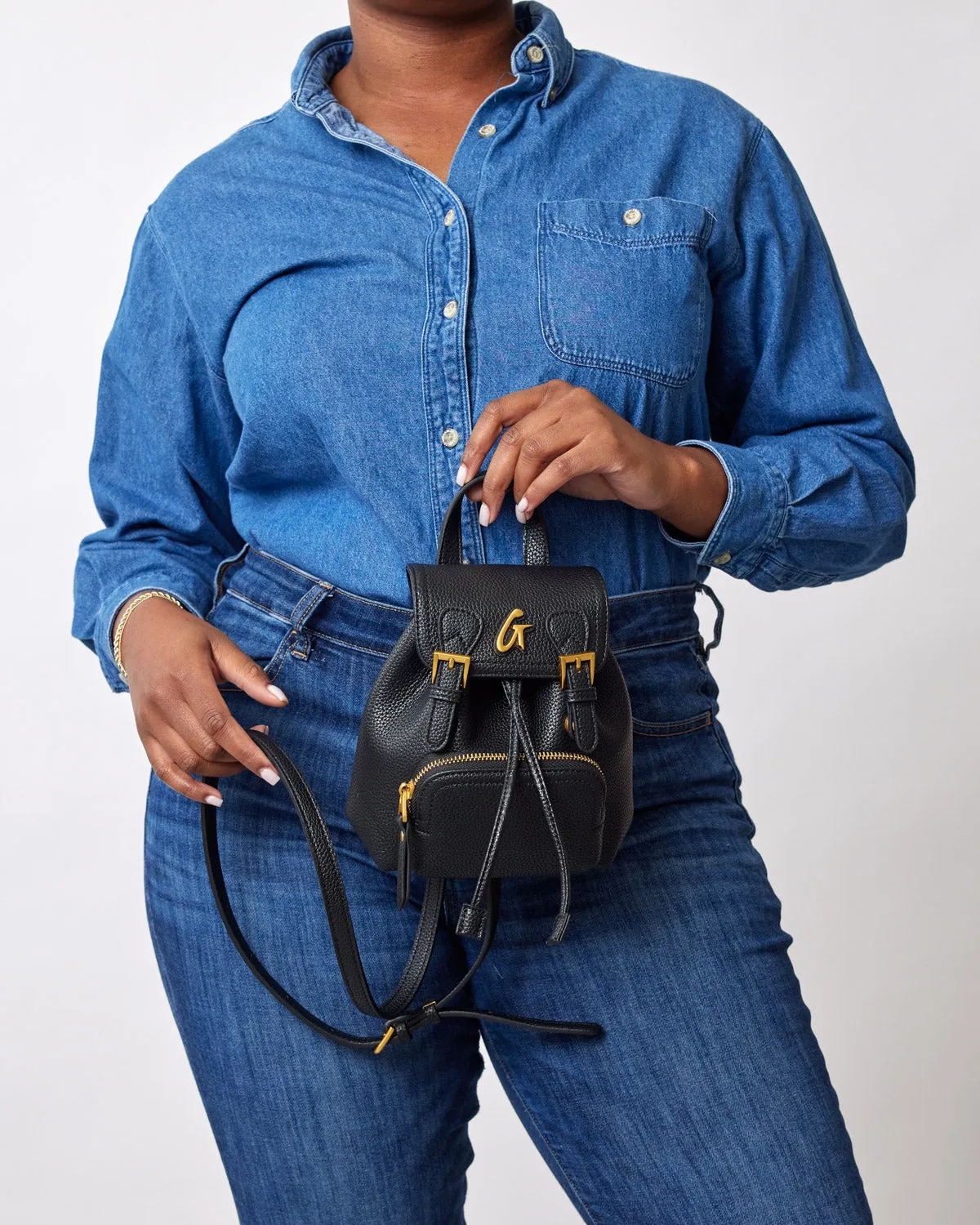 MINI PEBBLE CROSSBODY BACKPACK - BLACK