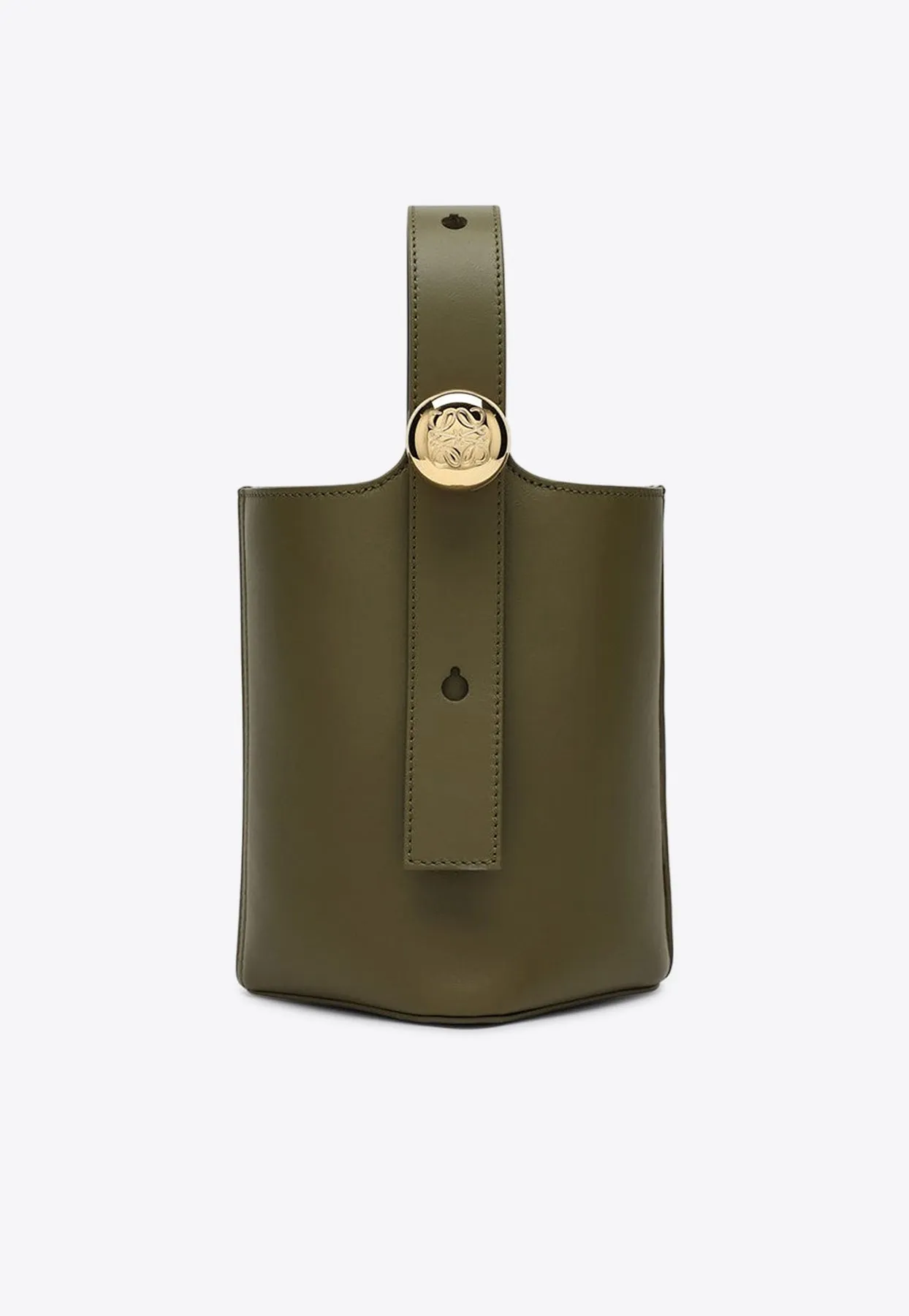 Mini Pebble Leather Bucket Bag