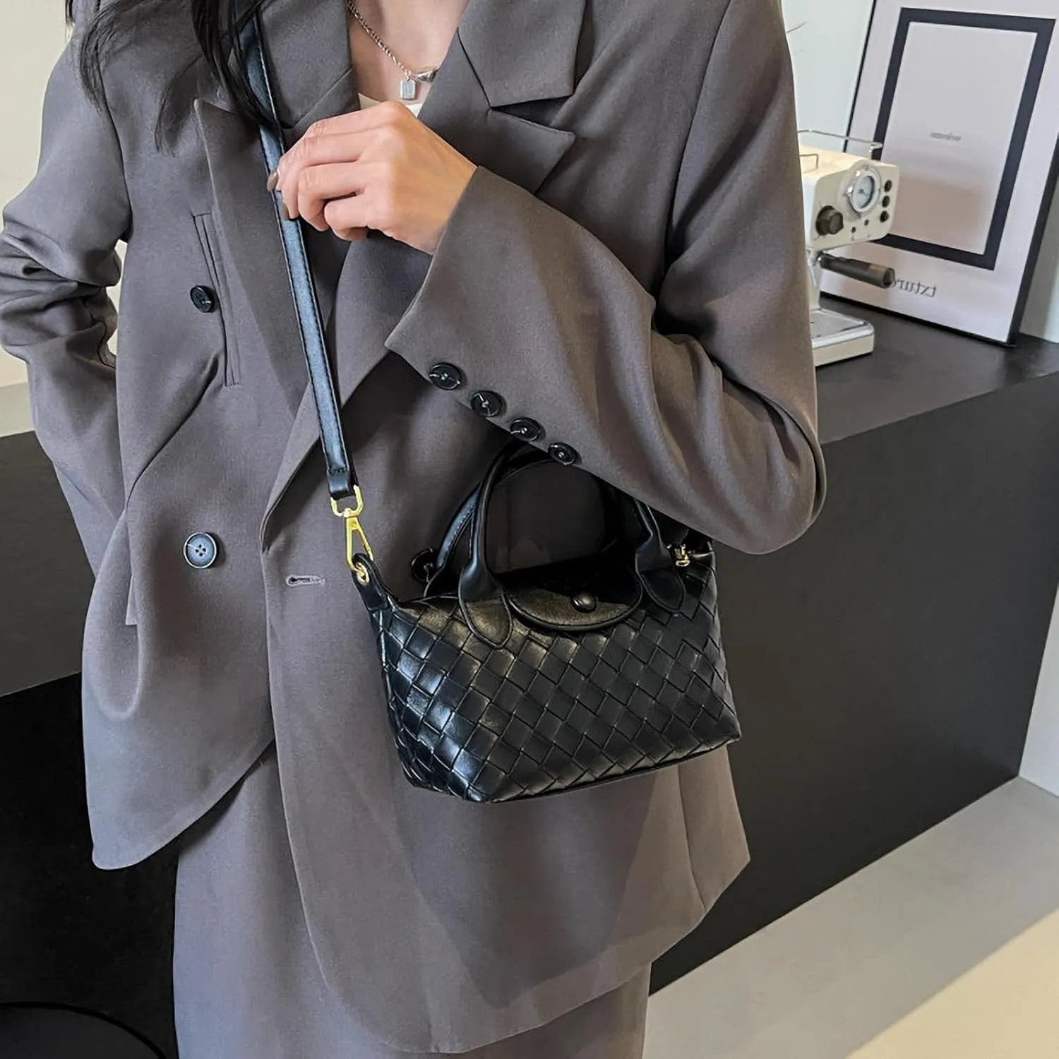 Mini Small Size Braided Luxury Leather Women's top Handle Handbag Fashion Travel Daily Satchel