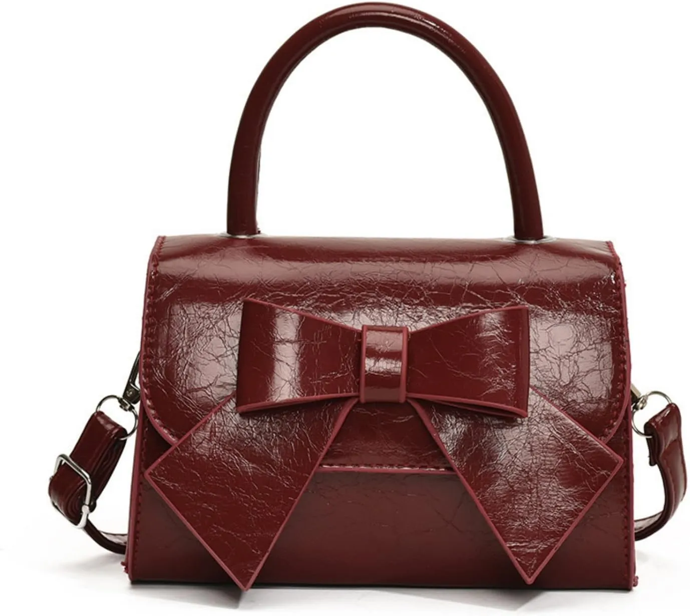 Mini Top Handle PU Flap Bag for Women - Elegant Bow Decor, Lightweight & Stylish Handbag