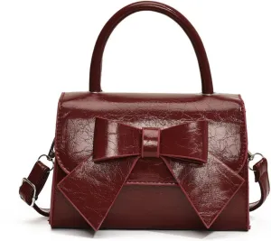Mini Top Handle PU Flap Bag for Women - Elegant Bow Decor, Lightweight & Stylish Handbag