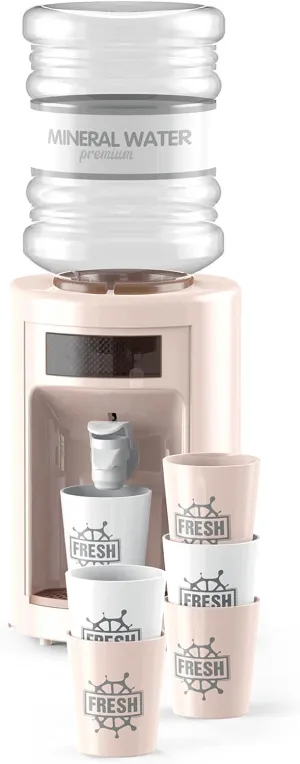 Mini Water Cooler Dispenser Toy,Small Desk Top Cute Water Dispenser for Bedroom,Toy Drink Machine Kawaii Water Dispenser for Boys Dollhouse Play Set Ages3 （Apricot）