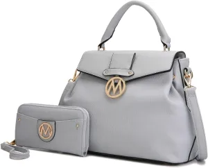 MKF Collection Satchel Bag for Women with Wristlet Wallet, Vegan Leather Top Handle Shoulder Bag Handbag Purse by Mia K