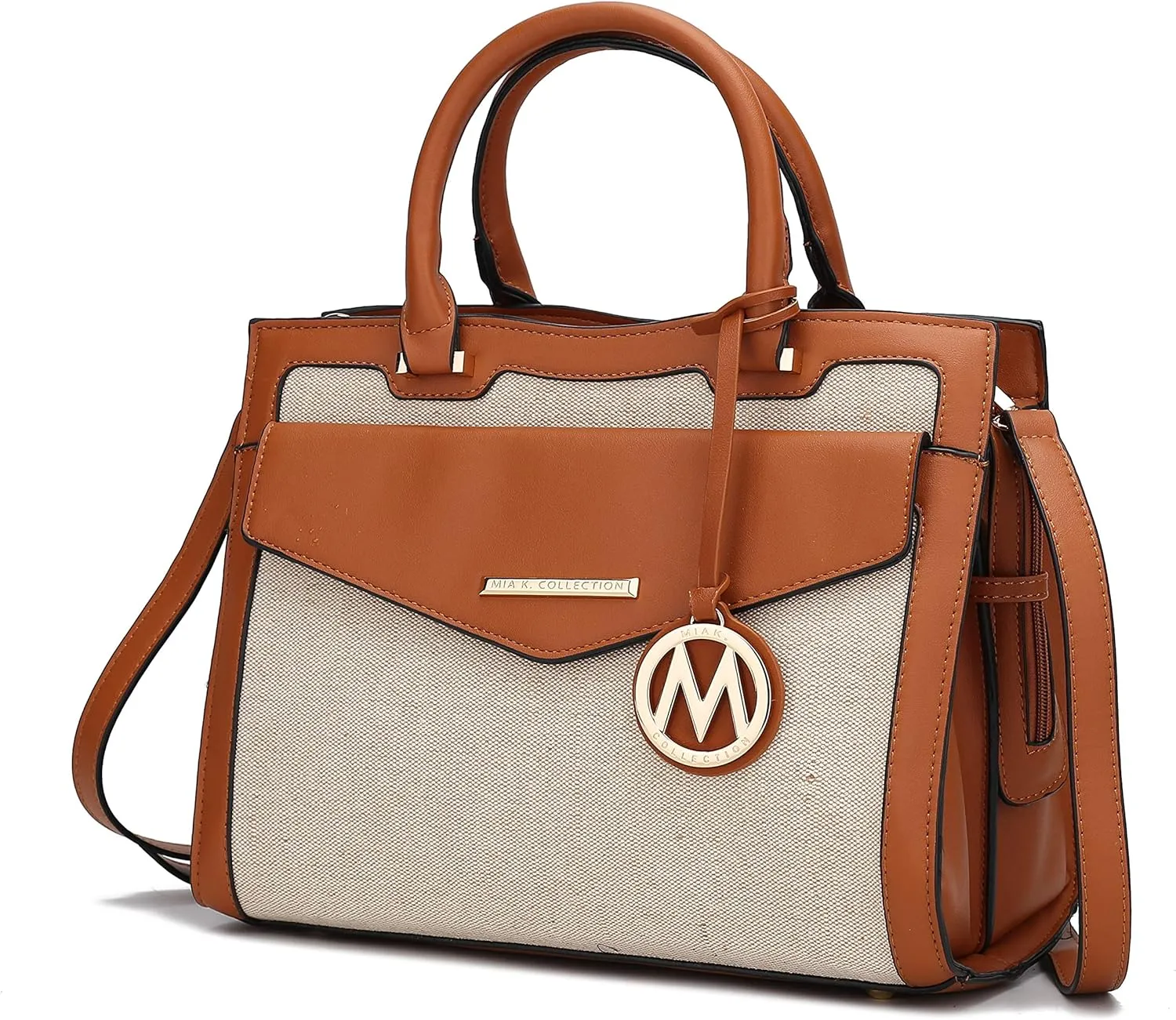 MKF Collection Women's Shoulder Bag, PU Leather Purse, Satchel Bag Crossbody Strap, Top Handle Large Handbag by Mia K