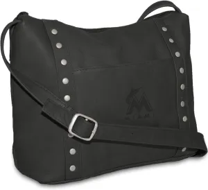 MLB Miami Marlins Black Leather Women's Top Zip Handbag
