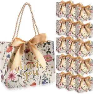 Moinchore 40 Pack Thank You Gift Bags with Handles Small Treat Boxes Thank You Party Favor Bags Mini Floral Gift Bags Bulk for Easter Wedding Birthday Party Supplies(Vintage Wild Floral)