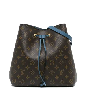 Monogram Canvas Drawstring Bag with Detachable Strap and Interior Zip Pocket