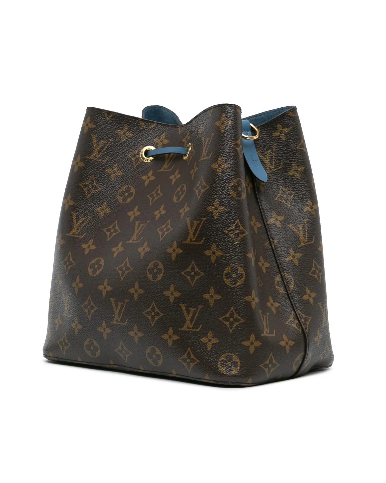 Monogram Canvas Drawstring Bag with Detachable Strap and Interior Zip Pocket