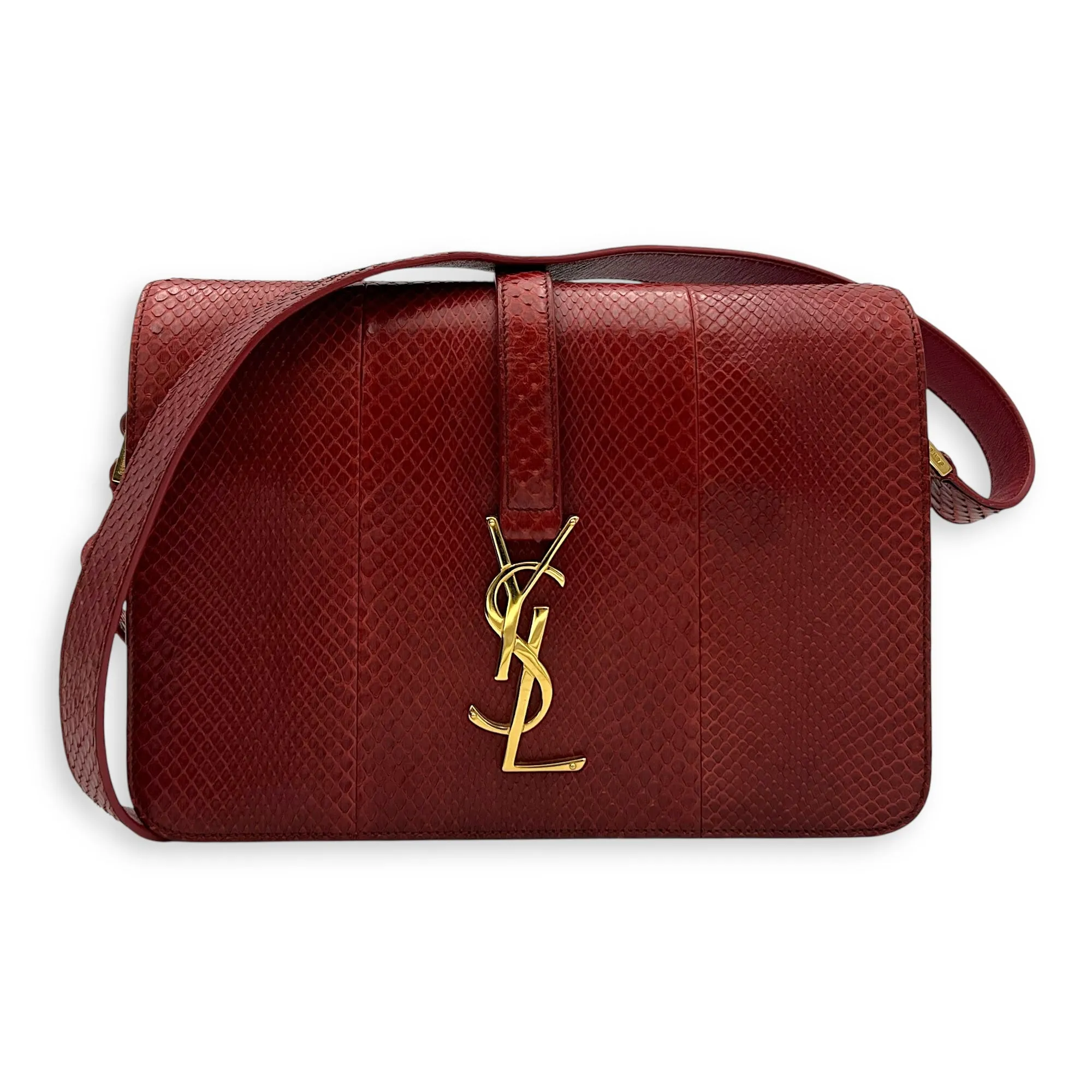 Monogram Universite Crossbody Bag Red in Python Leather, Gold hardware