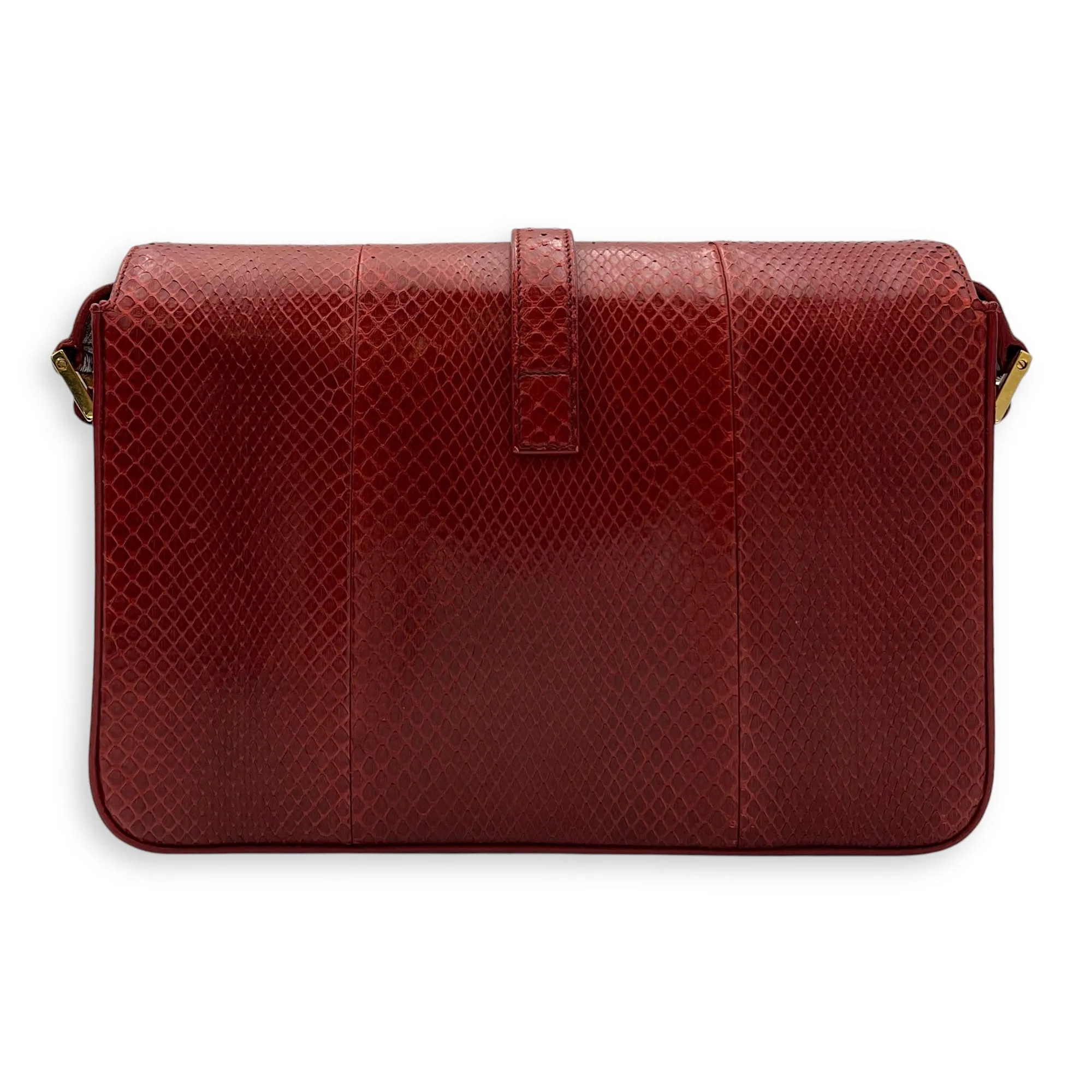 Monogram Universite Crossbody Bag Red in Python Leather, Gold hardware