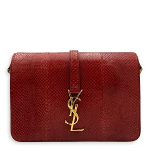 Monogram Universite Crossbody Bag Red in Python Leather, Gold hardware