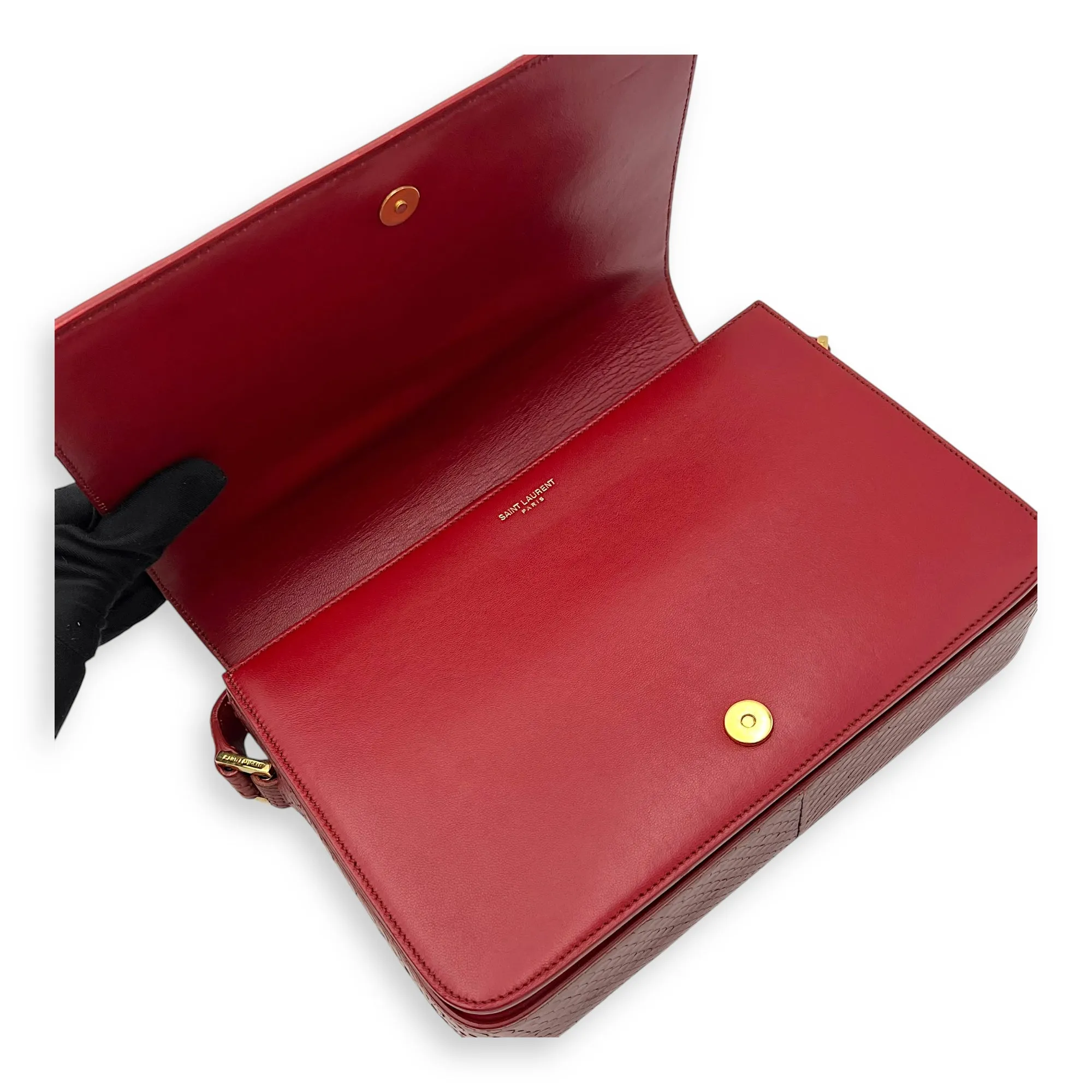 Monogram Universite Crossbody Bag Red in Python Leather, Gold hardware