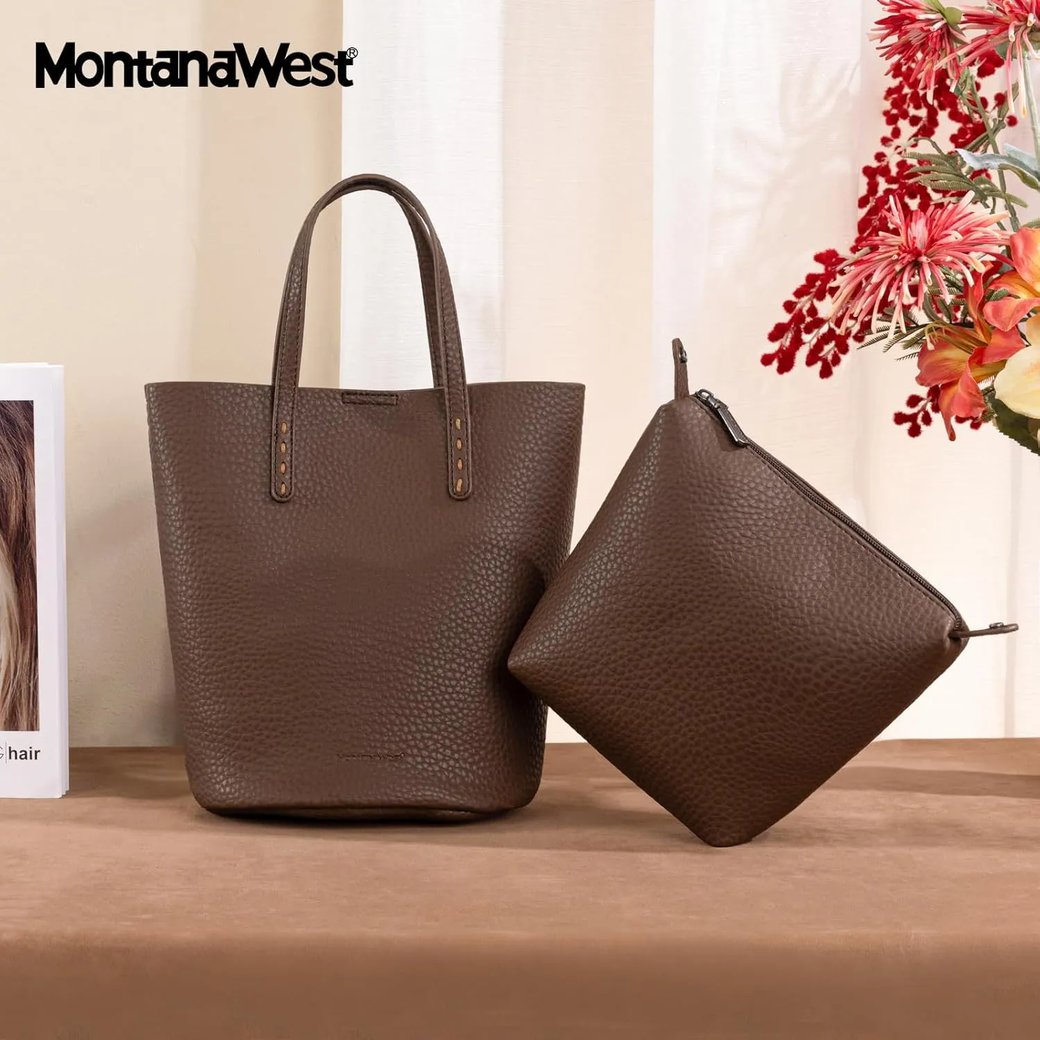 Montana West Small Bucket Purses for Women Top Handle Purses and Satchel Handbags with Cosmetic Bag