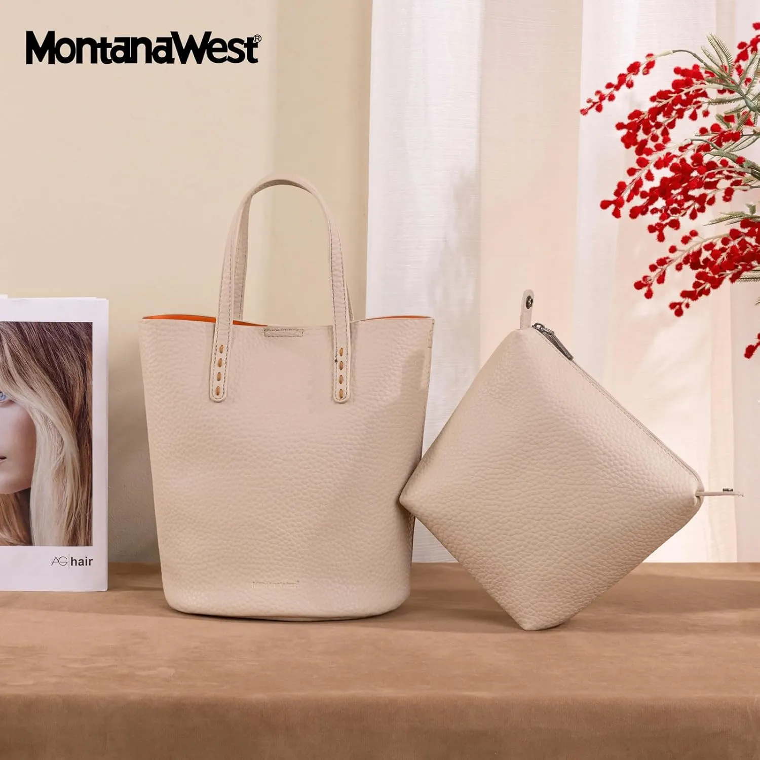 Montana West Small Bucket Purses for Women Top Handle Purses and Satchel Handbags with Cosmetic Bag