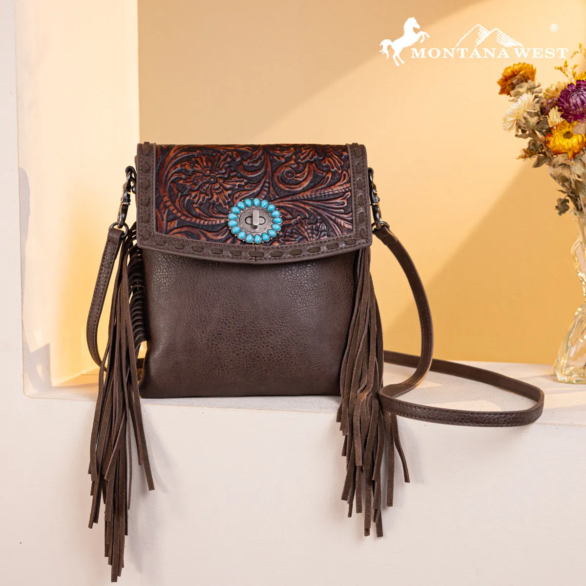 Montana West Tooled Concho Crossbody