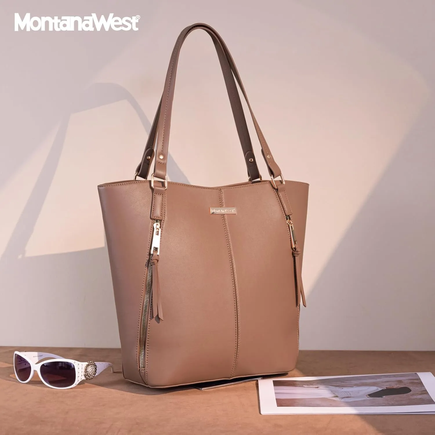 Montana West Tote Bag for Women Handbag Shoulder Top-handle Purses with Zipper