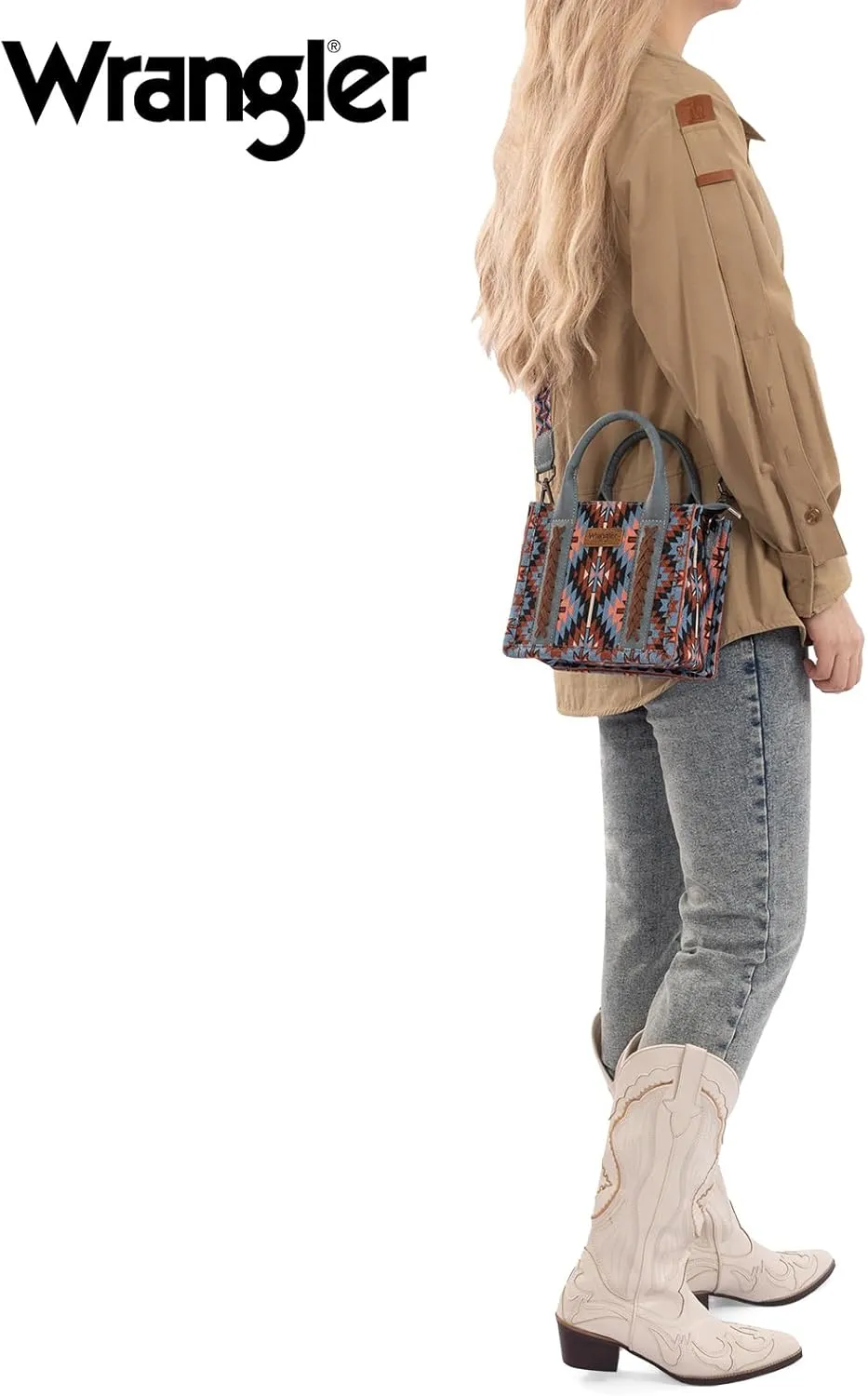Montana West x Wrangler Mini Tote Bag for Women Boho Aztec Crossbody Purse Top Handle Handbags