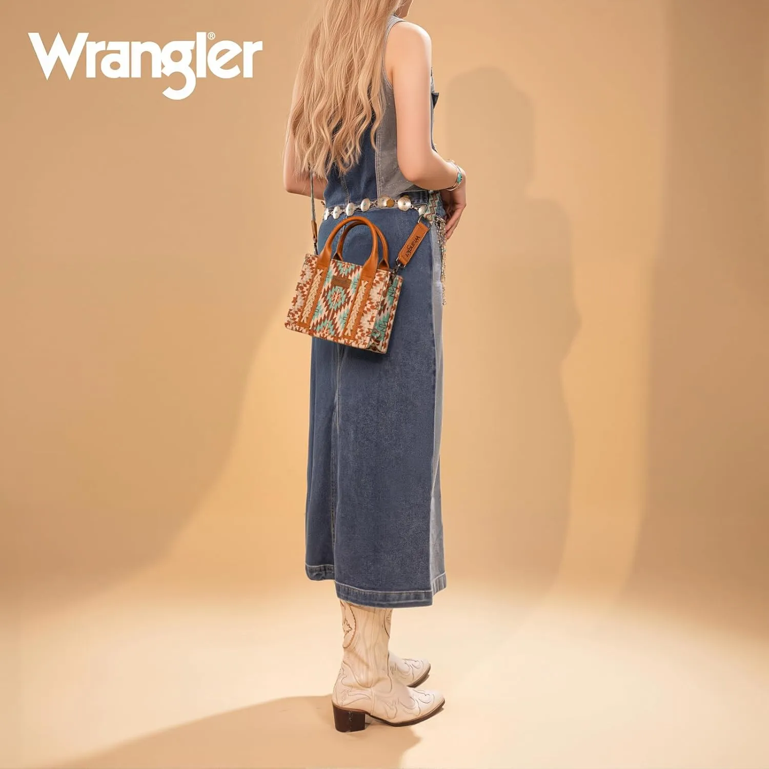 Montana West x Wrangler Mini Tote Bag for Women Boho Aztec Crossbody Purse Top Handle Handbags
