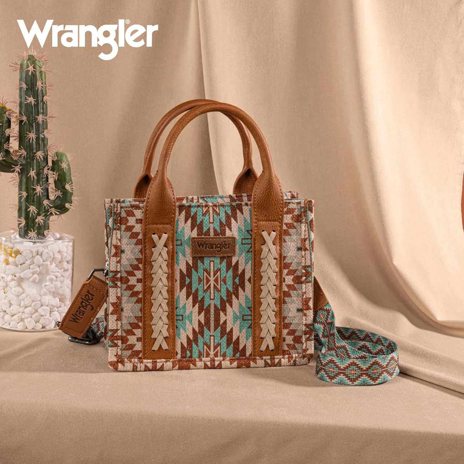 Montana West x Wrangler Mini Tote Bag for Women Boho Aztec Crossbody Purse Top Handle Handbags