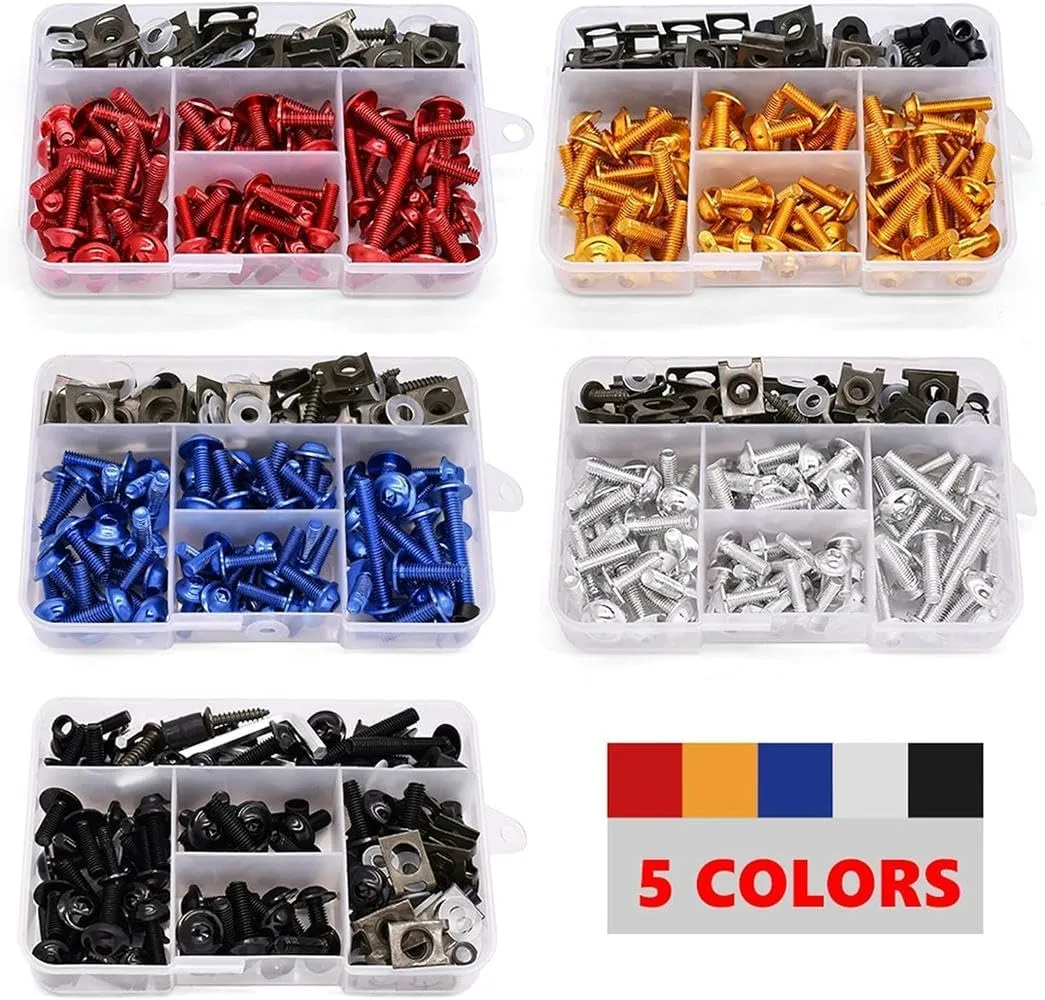 Motorcycle Full Fairing Bolts Kit Fastener Clips Screw Nuts Kit - for Tricker DT230 DT125 Gas Gas EC2T FSE FSR EC250-[175pcs]