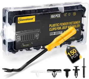 moveland Fender Flare Clips for Jeep Wrangler - 5 Size Fastener Retainer Clips Compatible with 2007-2022 Jeep Wrangler JK JL & 2005-2010 Grand Cherokee Liberty - Nylon Fender Rivets Replacement