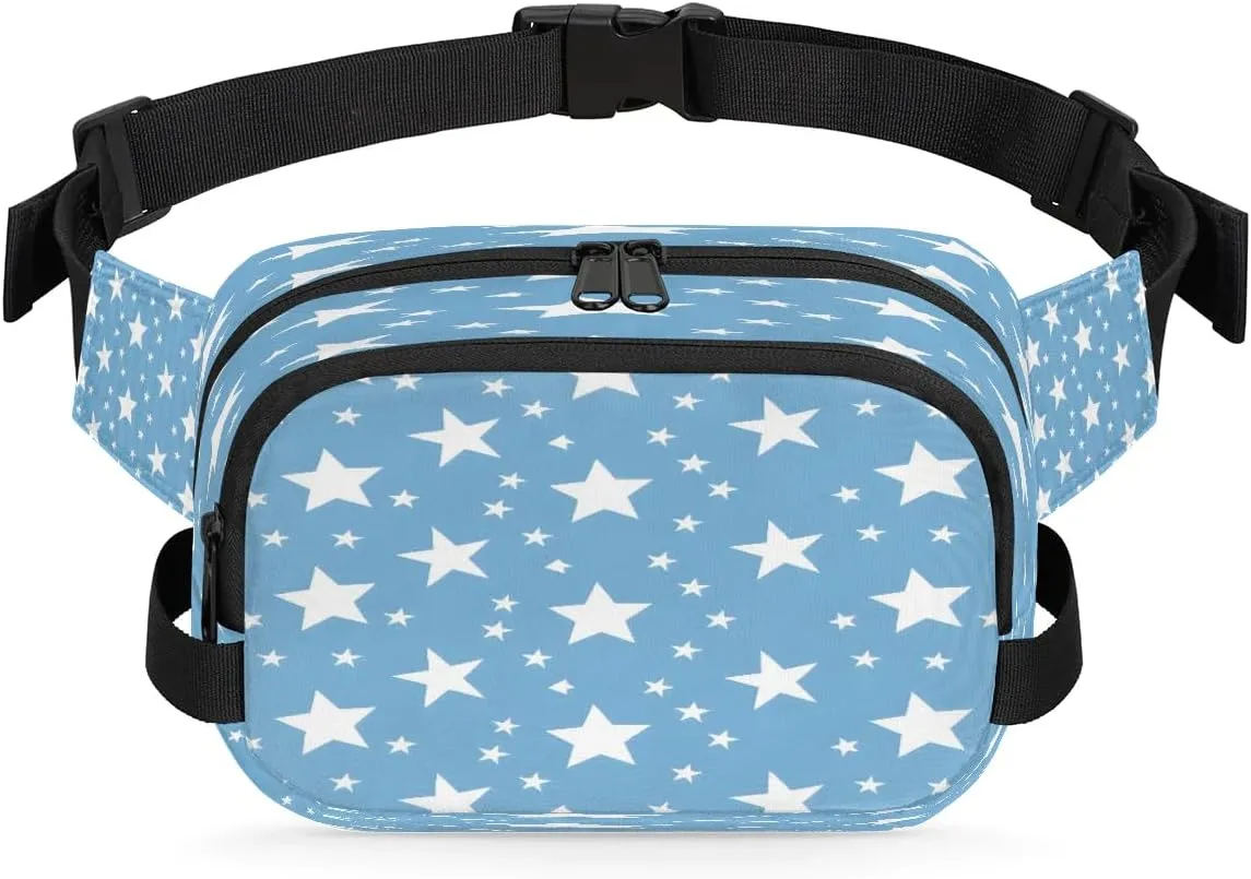 Multicolor Stars Prints Fanny Packs for Women Men Waterproof Waist Bag with Adjustable Strap Belt Bag for Travel Running Hiking